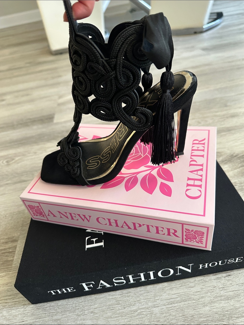 Express Black Tassel High Heel Sandal